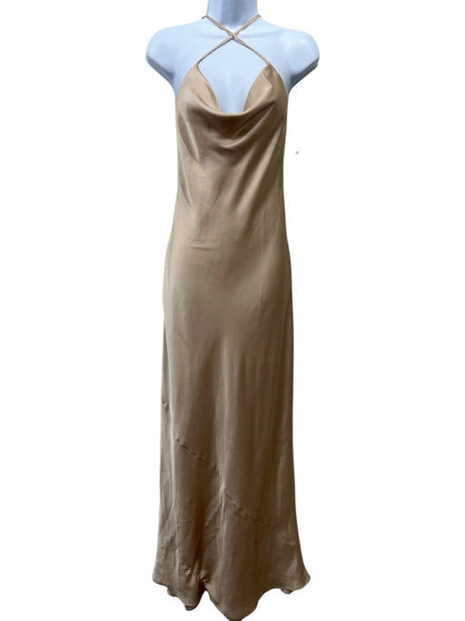 Show Me Your Mumu Size XS Beige Polyester Satin Spaghetti Strap Cowl neck Dress Beige / XS