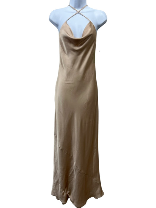 Show Me Your Mumu Size XS Beige Polyester Satin Spaghetti Strap Cowl neck Dress Beige / XS