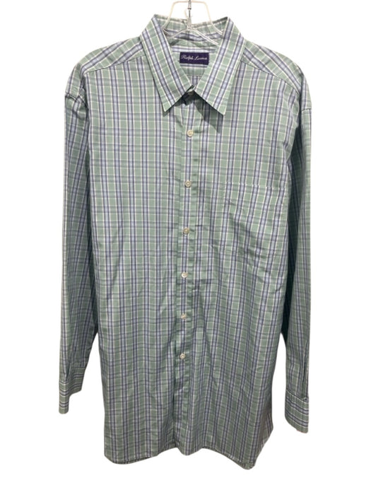 Ralph Lauren Purple Label Size Green, White & Blue Cotton Long Sleeve Shirt Green, White & Blue
