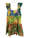 Farm Rio Size Large Yellow, Green, Multi Cotton Blend Sleeveless Floral Dress Yellow, Green, Multi / Large