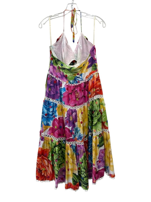 Farm Rio Size Large Purple, Yellow, Multi Cotton Blend Floral Bow Dress Purple, Yellow, Multi / Large