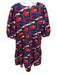 Farm Rio Size Large Black, Blue, Multi Cotton Blend Mushroom Short Sleeve Dress Black, Blue, Multi / Large