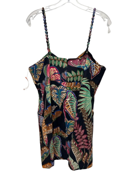 Farm Rio Size Large Black, Purple, Multi Linen Blend Leaf Print Dress Black, Purple, Multi / Large