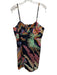 Farm Rio Size Large Black, Purple, Multi Linen Blend Leaf Print Dress Black, Purple, Multi / Large