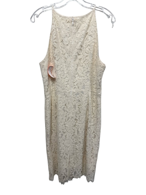 Eliza J Size 14 Cream Cotton Blend Floral Lace Sleeveless Dress Cream / 14
