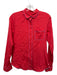 Z Spoke Size S / 6 Coral Red & PInk Silk Trim Button Down Long Sleeve Collar Top Coral Red & PInk / S / 6