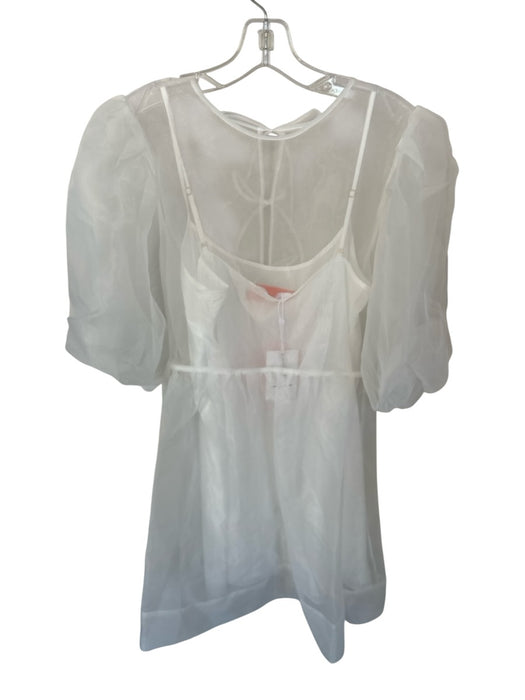 Amanda Uprichard Size M White Polyester Long Balloon Sleeve Back Tie Slip Dress White / M