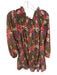 J. Marie Size L Green & Pink Polyester Mock Neck Botanical Dress Green & Pink / L