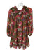 J. Marie Size L Green & Pink Polyester Mock Neck Botanical Dress Green & Pink / L