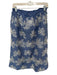 Aureum Size S Blue & White Cotton Elastic Waist Embroidered Flowers Midi Skirt Blue & White / S
