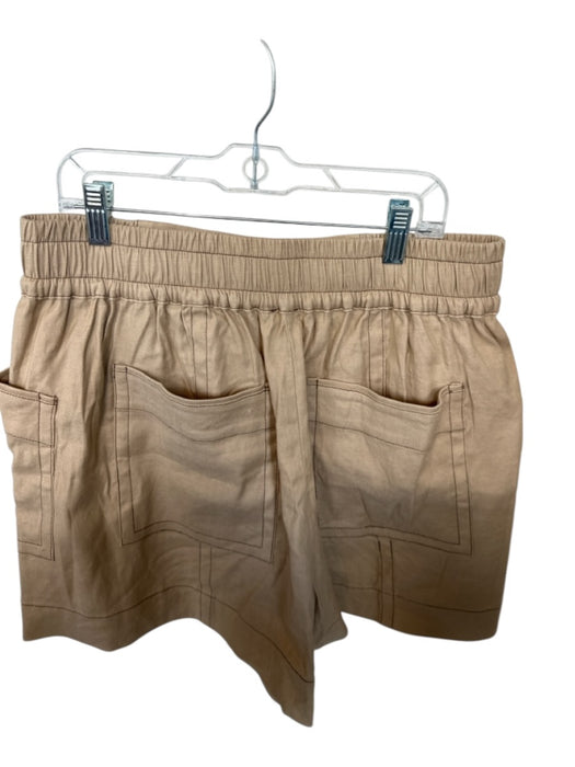 Maeve Size S Brown & White Linen Blend Elastic & Drawstring Waist Shorts Brown & White / S