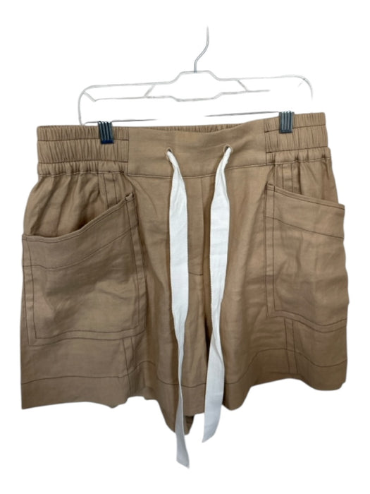 Maeve Size S Brown & White Linen Blend Elastic & Drawstring Waist Shorts Brown & White / S