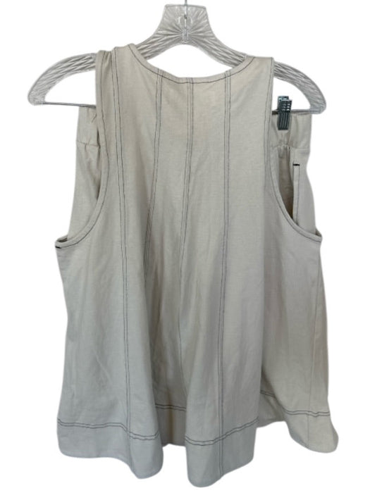 FP Beach Size S/P Beige Cotton Tunic Elastic Waist Stitching Detail Short Set Beige / S/P