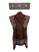 Antipodean Size 8 Brown & Blue Tencel Beaded Tassels Mini V Neck Dress Brown & Blue / 8
