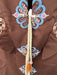 Antipodean Size 8 Brown & Blue Tencel Beaded Tassels Mini V Neck Dress Brown & Blue / 8