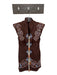 Antipodean Size 8 Brown & Blue Tencel Beaded Tassels Mini V Neck Dress Brown & Blue / 8