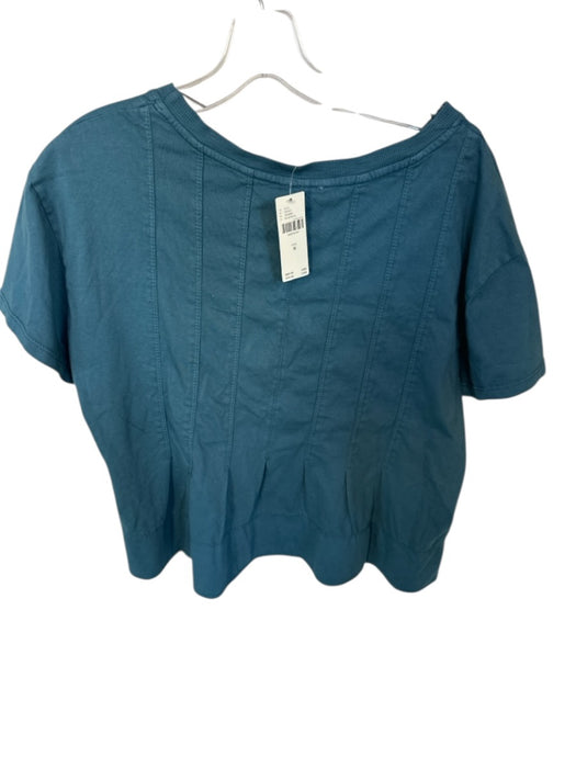 Pilcro Size M Teal Cotton Short Sleeve Pleat Detail Top Teal / M