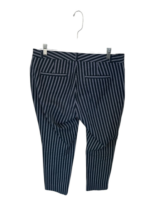 Banana Republic Size 8 Navy & white Cotton Blend Striped Cropped Trouser Pants Navy & white / 8