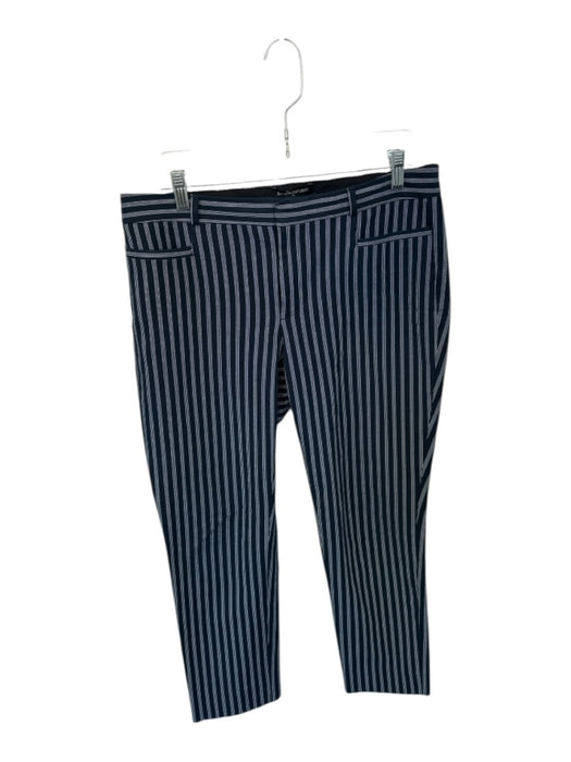 Banana Republic Size 8 Navy & white Cotton Blend Striped Cropped Trouser Pants Navy & white / 8