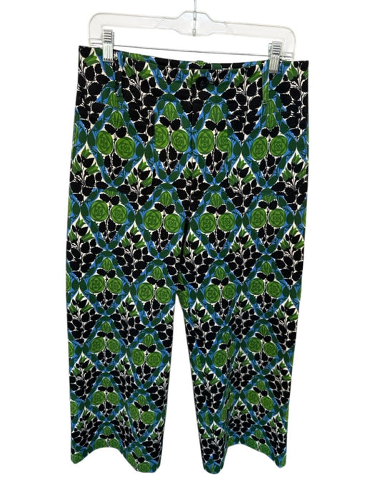 Maeve Size 30 Blue & Green Viscose High Waist Flowers Wide Leg Pants Blue & Green / 30