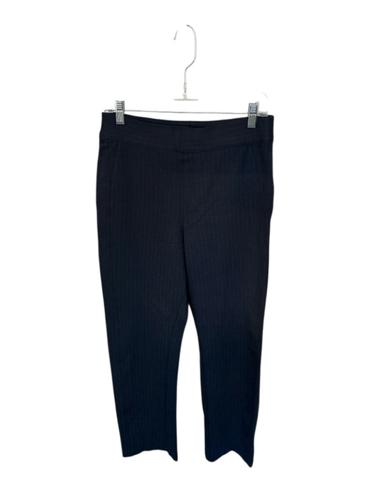 Spanx Size L Navy Rayon Elastic Waist Pin Stripe Straight Leg Trouser Pants Navy / L