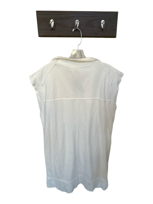 Daily Practice Size L White Cotton Cap Sleeve Half Zip Front Pockets Dress White / L