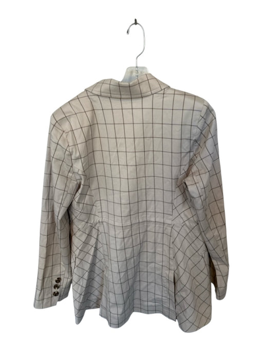 Cabi Size M Bone & Gray Cotton Long Sleeve Grid Button Down Jacket Bone & Gray / M