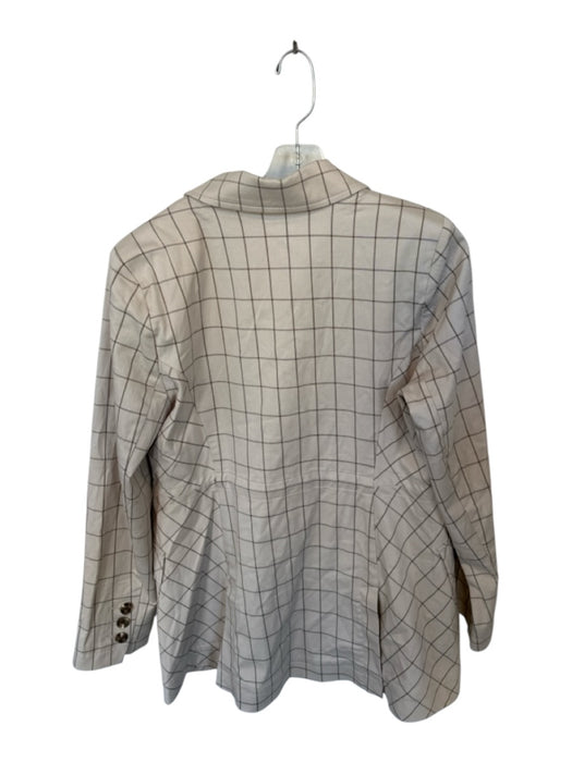 Cabi Size M Bone & Gray Cotton Long Sleeve Grid Button Down Jacket Bone & Gray / M