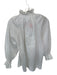 Monica Nera Size S White Cotton Mock Neck Long Balloon Sleeve Ruffles Top White / S