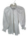 Monica Nera Size S White Cotton Mock Neck Long Balloon Sleeve Ruffles Top White / S