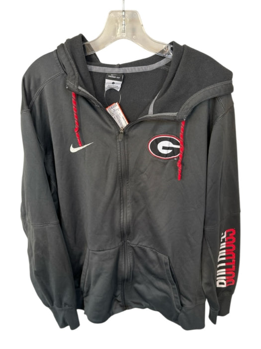 Nike Size L Gray & Red Polyester UGA Hood Full Zip Men's Jacket Gray & Red / L