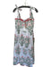 Juliet Dunn Size 1/S Green & Red Cotton Tie Straps Botanical Lace Trim Dress Green & Red / 1/S