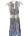 Anna Cate Size XS Purple & Cream Cotton Flutter Sleeves Flowers Maxi Dress Purple & Cream / XS