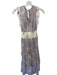 Anna Cate Size XS Purple & Cream Cotton Flutter Sleeves Flowers Maxi Dress Purple & Cream / XS