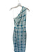 Elliatt Size XS Aqua & Blue Polyester One Shoulder Grid Gathered Sides Gown Aqua & Blue / XS