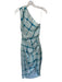 Elliatt Size XS Aqua & Blue Polyester One Shoulder Grid Gathered Sides Gown Aqua & Blue / XS