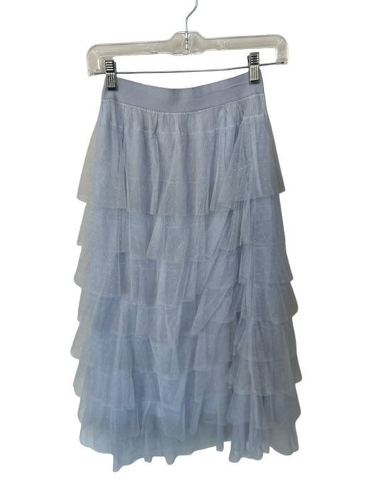 By Anthropologie Size XS Baby Blue Tulle Waist Band Tiered Swiss Dot Maxi Skirt Baby Blue / XS