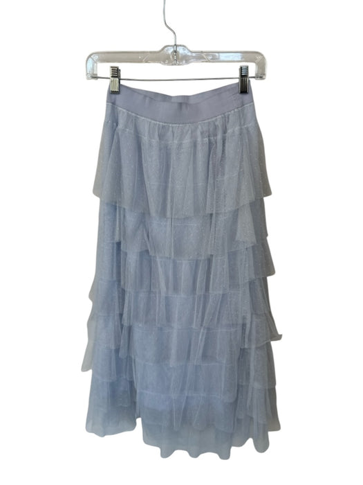 By Anthropologie Size XS Baby Blue Tulle Waist Band Tiered Swiss Dot Maxi Skirt Baby Blue / XS