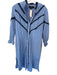 Pomander Place Size XS Blue & Navy Cotton Long Sleeve Pleat Detail Maxi Dress Blue & Navy / XS