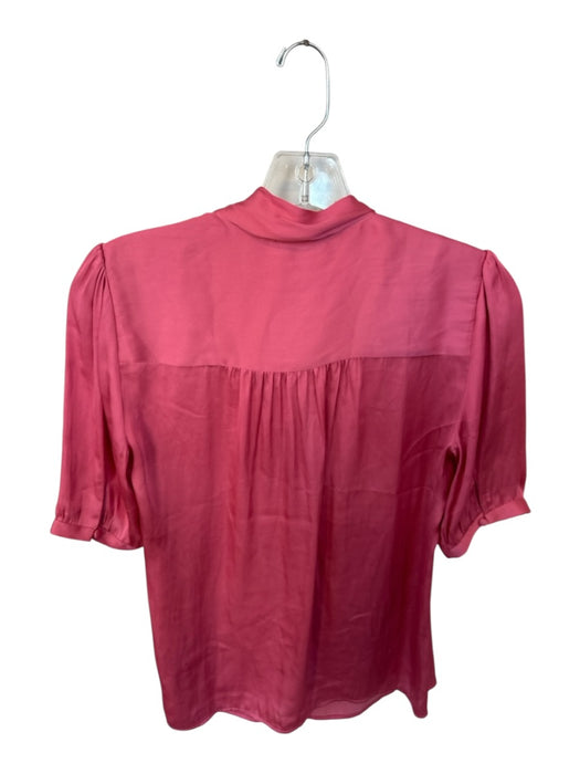 Paige Size XS Coral Pink Short Sleeve Buttons Neck Tie Top Coral Pink / XS