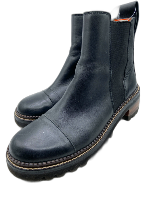 See By Chloe Shoe Size 38.5 Black Leather Round Toe Stacked Heel Chelsea Booties Black / 38.5