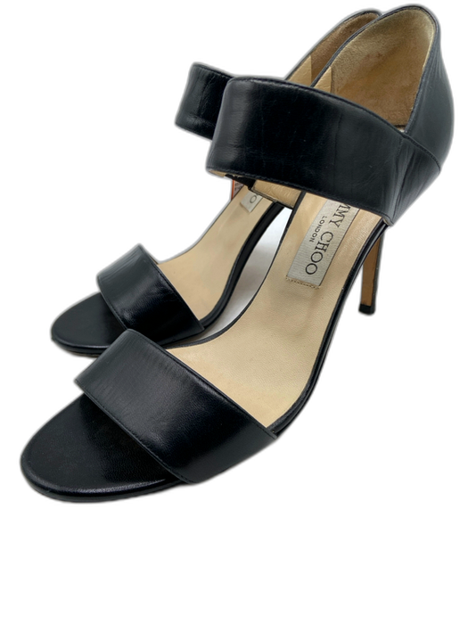 Jimmy Choo Shoe Size 39 Black Leather Pointed Almond Toe Sandals Black / 39