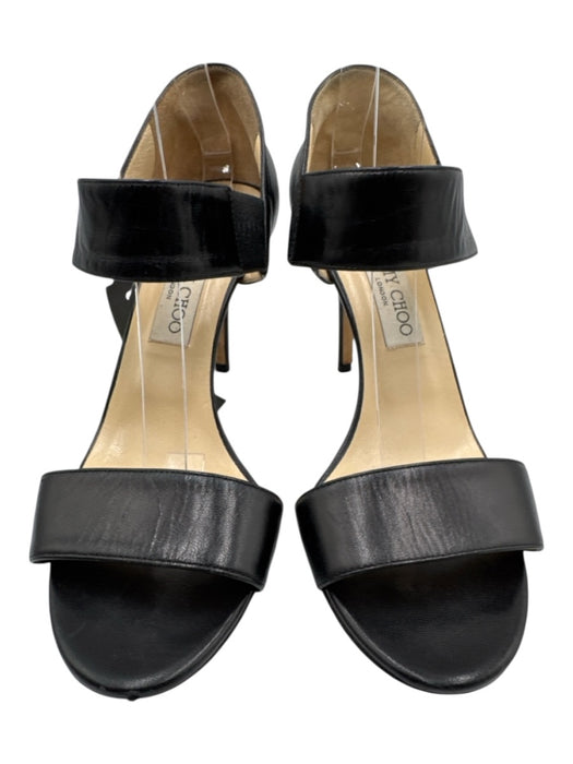 Jimmy Choo Shoe Size 39 Black Leather Two Strap Sandals Black / 39