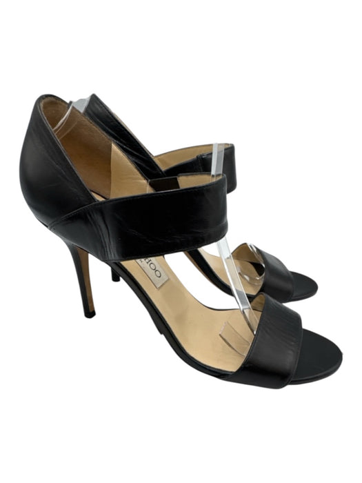 Jimmy Choo Shoe Size 39 Black Leather Two Strap Sandals Black / 39