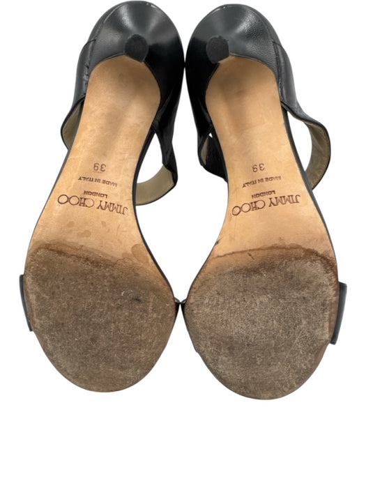 Jimmy Choo Shoe Size 39 Black Leather Two Strap Sandals Black / 39