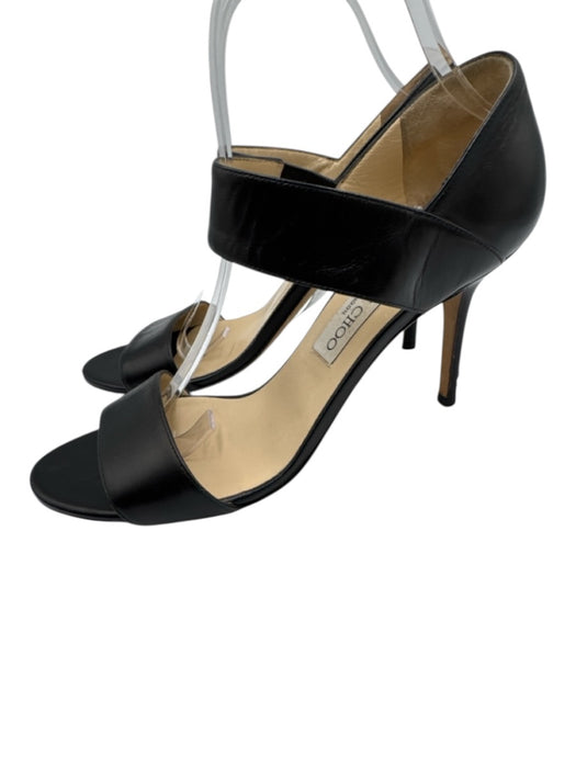 Jimmy Choo Shoe Size 39 Black Leather Two Strap Sandals Black / 39