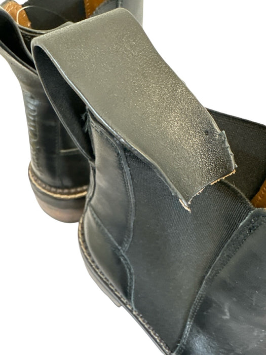 See By Chloe Shoe Size 38.5 Black Leather Stacked Heel Round Toe Chelsea Boots Black / 38.5