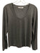 Amina Rubinacci Size 42 Silver Viscose Blend V Neck Long Sleeve Top Silver / 42