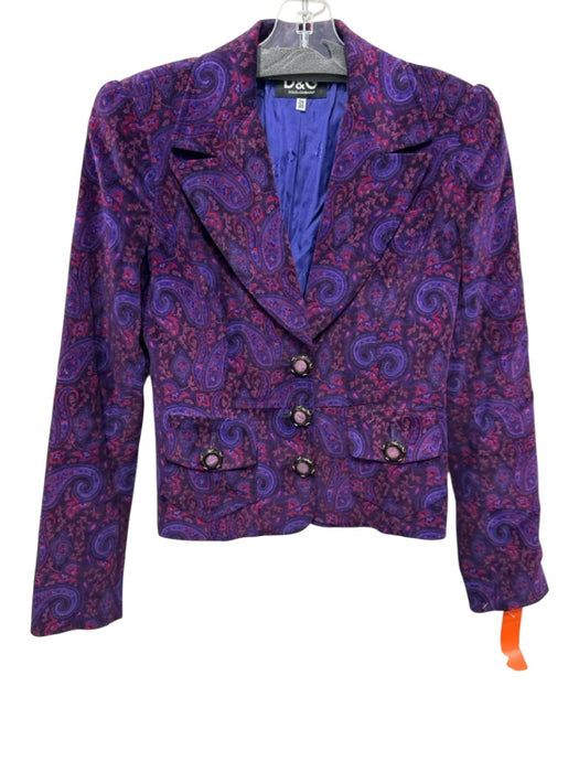 Dolce & Gabbana Size 26 Purple, Red, Blue Cotton & Viscose Paisley Print Jacket Purple, Red, Blue / 26