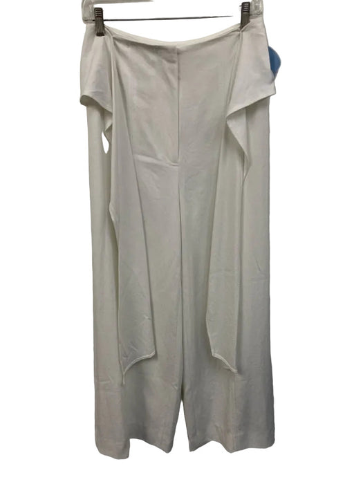 Milly Size S White Triacetate Tie Detail Twill Pants